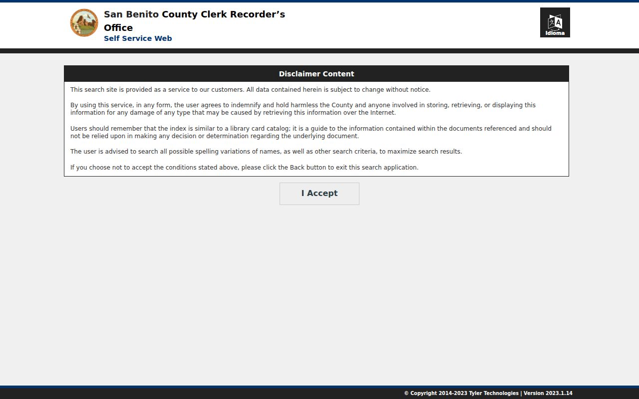 Hollister residents directory Recorder official records index