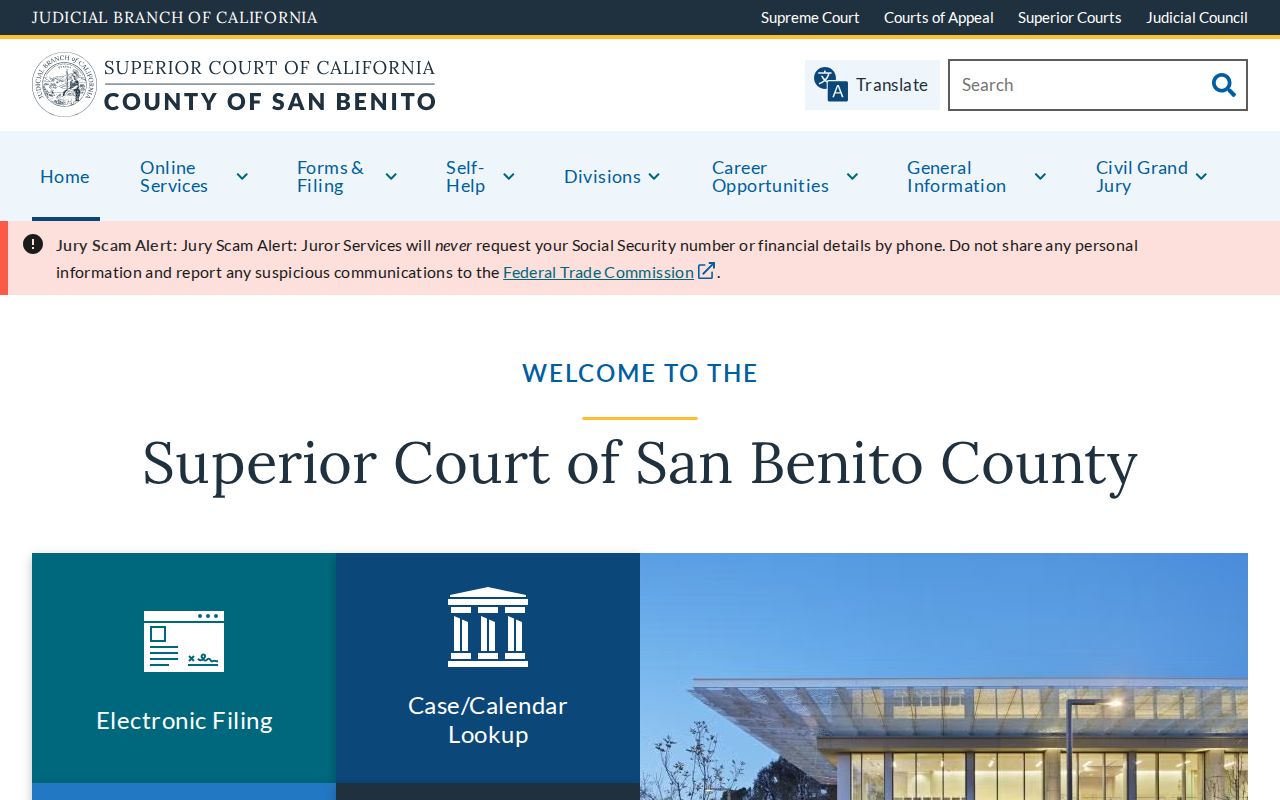 Hollister previous residents San Benito Superior Court records